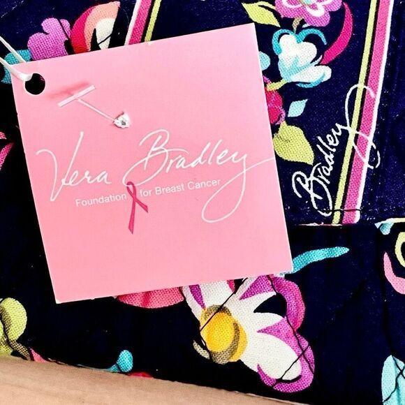 NWT Gorgeous Vera Bradley Floral Navy Blue Crossbody Bag / Wallet with Ribbons - Picture 2 of 12